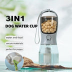 3-in-1 Portable Dog Water Bottle – Food Container & Waste Bag Dispenser for Pets