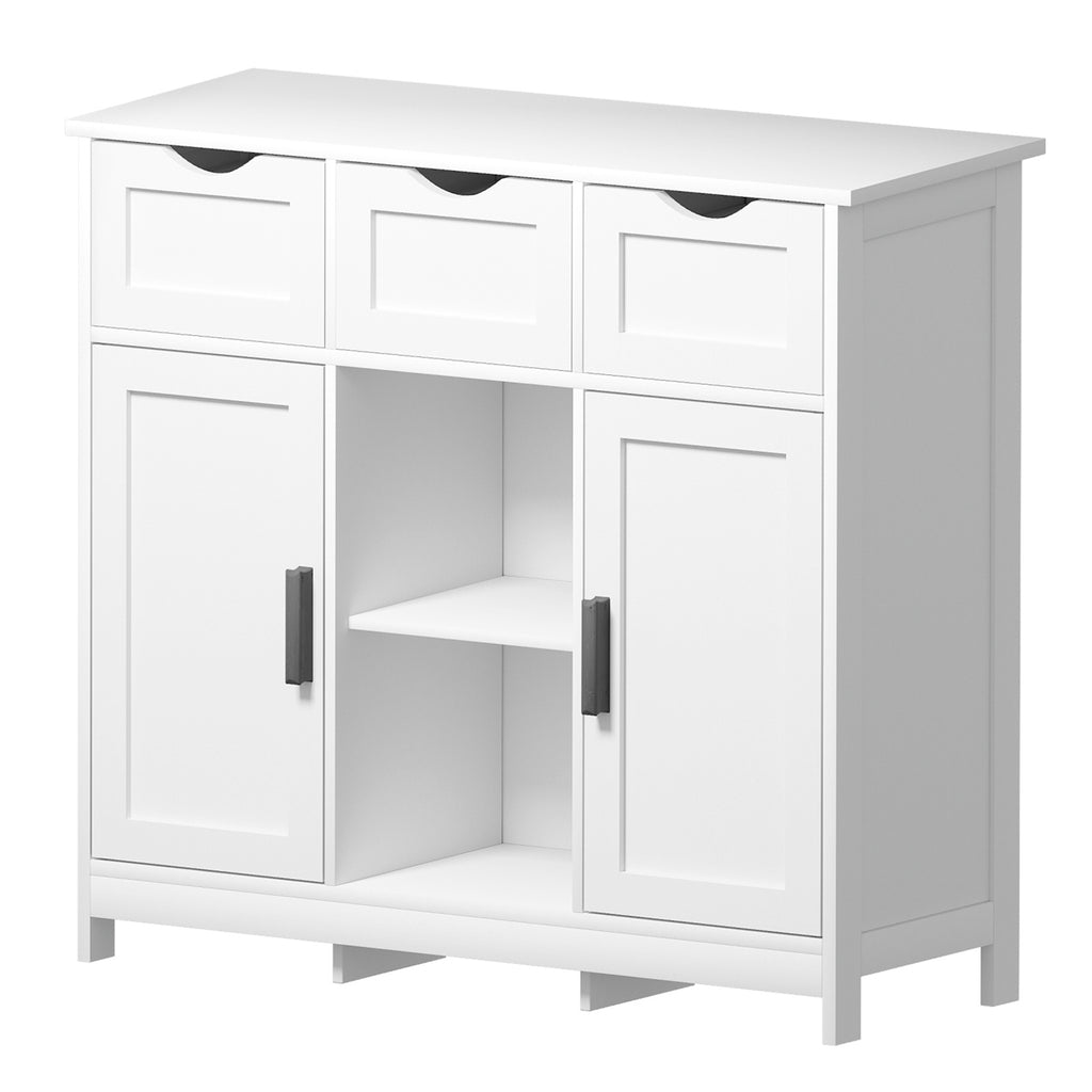 White Storage Cabinet with Drawers & Shelves for Living Room & Bedroom - White
