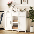 White Storage Cabinet with Drawers & Shelves for Living Room & Bedroom - White